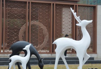 鹿雕塑-公园玻璃钢彩绘鹿雕塑