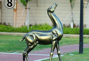 鹿雕塑-公园景区户外草坪玻璃缸铜雕鹿雕塑