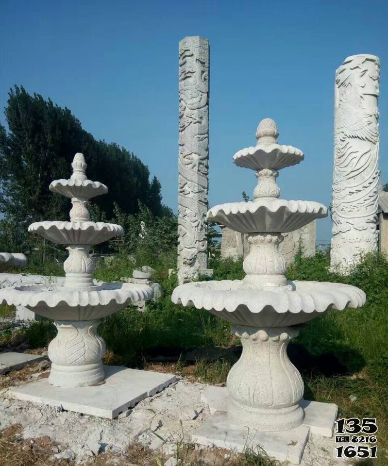 喷泉雕塑-园林多层汉白玉喷泉景观石雕