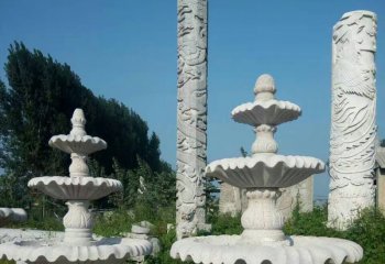 喷泉雕塑-园林多层汉白玉喷泉景观-石雕