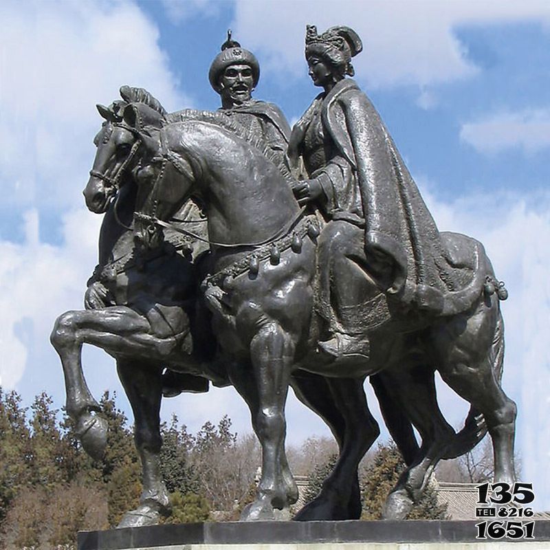 骑马雕塑-古代人物单于王昭君骑马雕塑高清图片