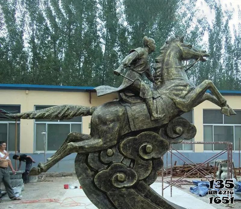 骑马雕塑-广场铜雕马儿跳跃的骑马雕塑高清图片