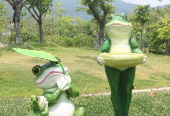 青蛙雕塑-游乐园三只玻璃钢创意青蛙雕塑