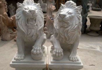狮子雕塑-墓地创意大型仿真石雕狮子雕塑