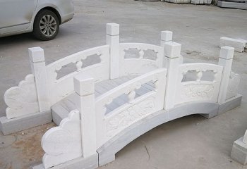 石桥雕塑-园林汉白玉栏杆小型拱桥微景观装饰雕塑