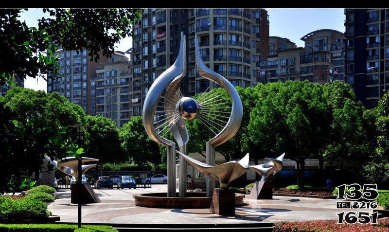 鸽子雕塑-城市花园广场创意不锈钢镜面抽象鸽子雕塑