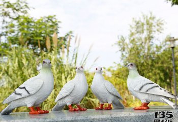 鸽子雕塑-公园路边彩绘仿真休息中的鸽子雕塑
