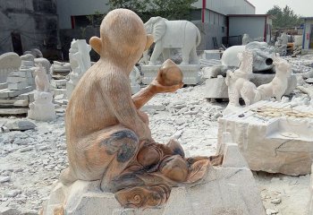 猴子雕塑-公园摆放的 花岗岩石雕创意猴子雕塑