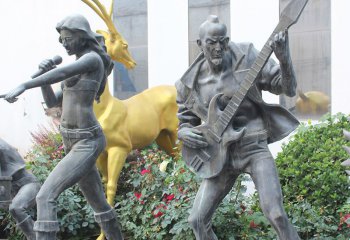 乐队雕塑-公园广场激情四射的乐队雕塑