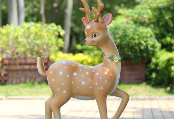 鹿雕塑-户外园林玻璃钢彩绘回头的鹿雕塑