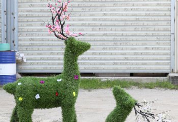梅花鹿雕塑-公园景区不锈钢绿植梅花鹿雕塑