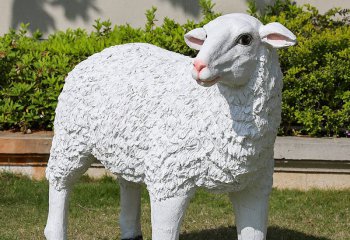 绵羊雕塑-草坪上公园里摆放回头的玻璃钢仿真绵羊雕塑