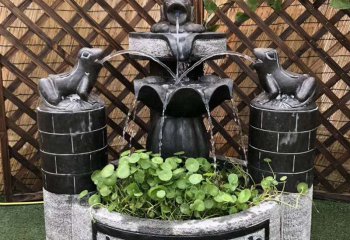 喷泉雕塑-仿古园林动物喷泉青石雕塑