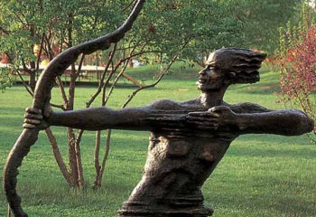 射击雕塑-抽象射箭公园人物玻璃钢仿铜雕