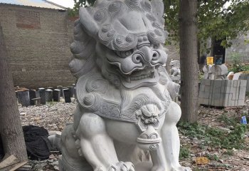 狮子雕塑-庭院墓地大型青石石雕辟邪狮子雕塑