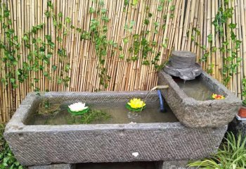 石槽雕塑-老旧石槽鱼缸石头鱼池水缸养鱼花盆户外庭院石磨青石流水摆件