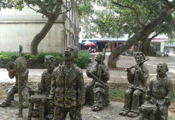 歌唱人物雕塑-抽象人物唱歌公园景观铜雕唱雕塑