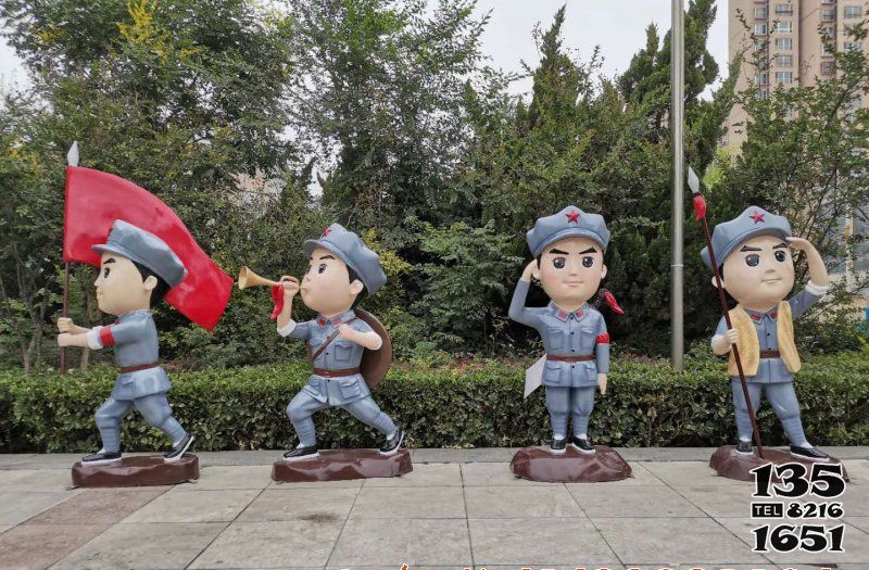 红军雕塑-户外广场创意玻璃钢卡通园林装饰品美陈摆件小红军雕塑