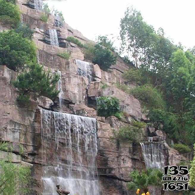 假山雕塑-景区园林大型流水瀑布人造假山高清图片