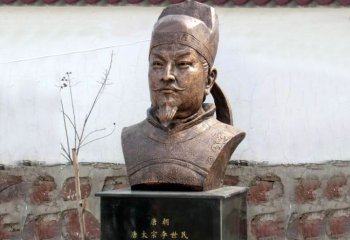 李世民雕塑-大学广场摆放黄铜锻造李世民头像雕塑