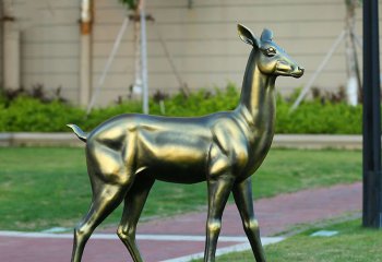 鹿雕塑-公园大型仿真动物玻璃钢仿铜鹿雕塑
