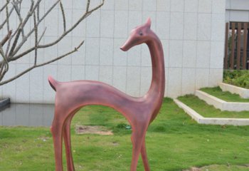 鹿雕塑-公园草坪不锈钢仿铜抽象鹿雕塑