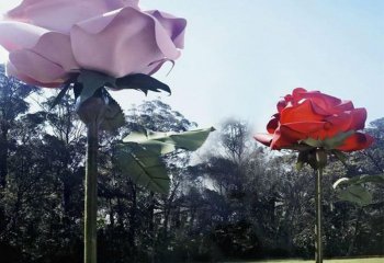 玫瑰雕塑-公园草坪不锈钢大型玫瑰花雕塑