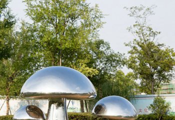 蘑菇雕塑-不锈钢镜面三个蘑菇雕塑