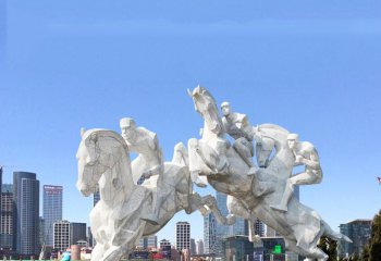 骑马雕塑-城市广场摆放骑马比赛人物运动主题玻璃钢雕塑
