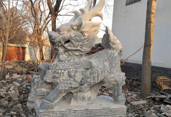 麒麟雕塑-户外乡村大理石石雕神兽麒麟雕塑