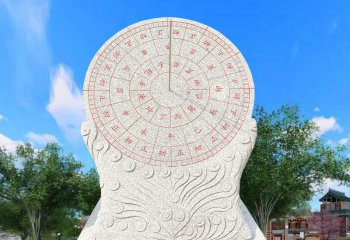 日晷雕塑-街道创意汉白玉浮雕日晷雕塑