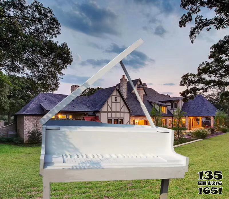钢琴雕塑-草坪庭院不锈钢户外景区装饰品钢琴雕塑