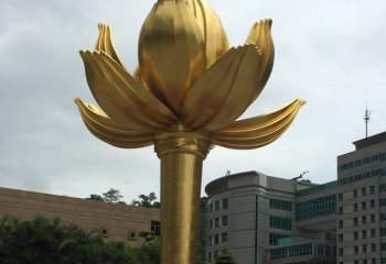 荷花雕塑-不锈钢城市金色莲花雕塑
