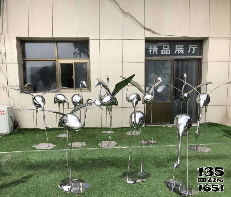 鹤雕塑-公园不锈钢镜面抽象鹤雕塑