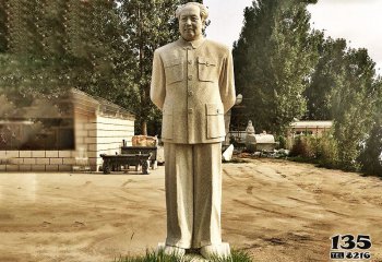 毛泽东雕塑-户外草坪黄蜡石石雕伟大领袖毛泽东雕塑