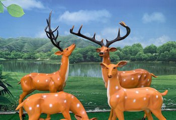 梅花鹿雕塑-公园景区树脂彩园林景观装饰品梅花鹿雕塑