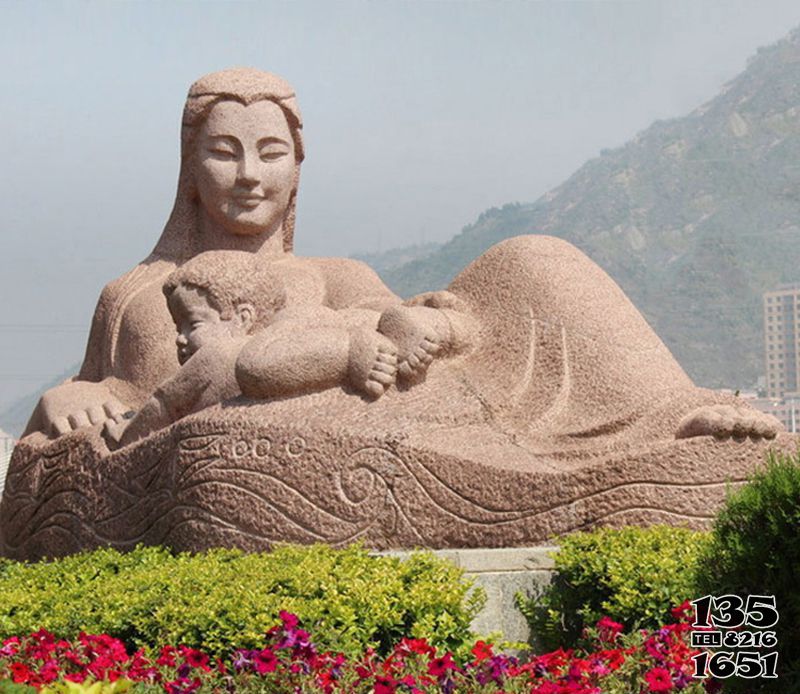 母子雕塑-景区创意大理石浮雕母子雕塑高清图片