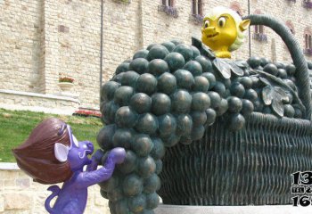 葡萄雕塑-景区广场公园装葡萄的篮子景观铜雕