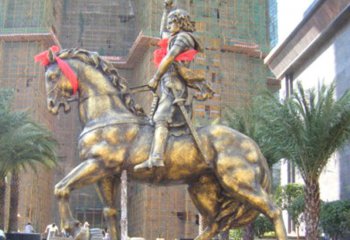 骑马雕塑-广场铜雕西方士兵骑马雕塑