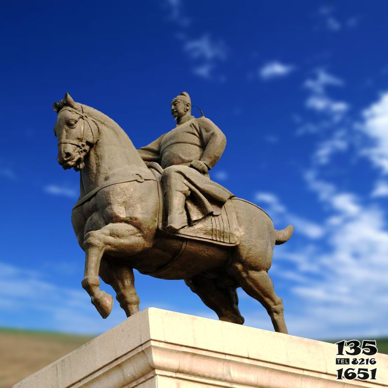 骑马雕塑-景区景点花岗岩古代帝王李世民骑马雕塑高清图片