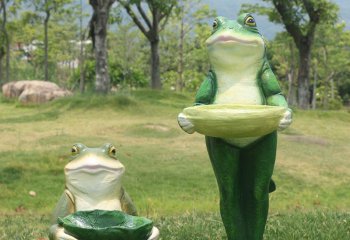 青蛙雕塑-游乐园两只玻璃钢可爱的青蛙雕塑
