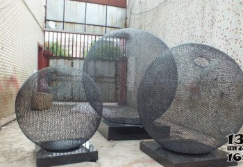 球体雕塑-不锈钢镂空创意抽象球体雕塑