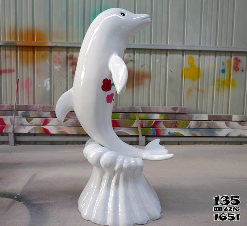 海豚雕塑-公园摆放一只玻璃钢、抽象海豚雕塑