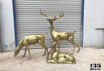 鹿雕塑-城市街道创意不锈钢仿铜鹿雕塑