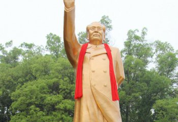 毛泽东雕塑-景区铜雕鎏金挥手的毛泽东雕塑