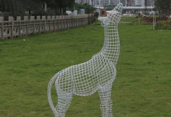梅花鹿雕塑-公园草坪不锈钢镂空梅花鹿雕塑