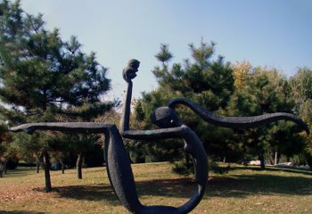 母子雕塑-草坪广场不锈钢抽象母子雕塑