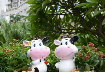 奶牛雕塑-花园庭院玻璃彩绘可爱奶牛雕塑
