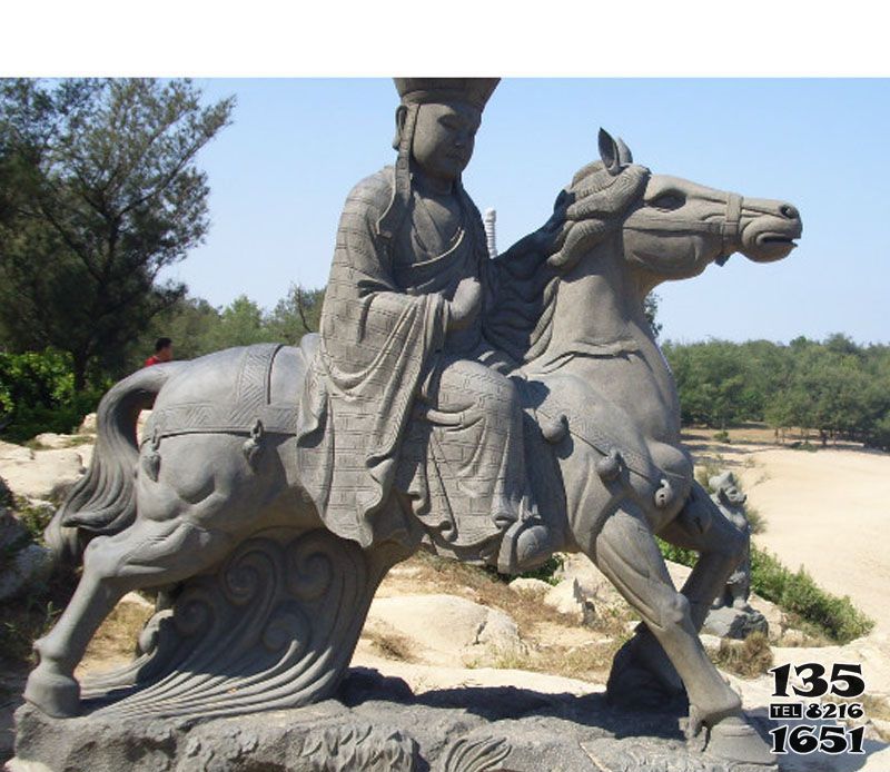 骑马雕塑-景区大理石石雕唐僧骑马雕塑高清图片