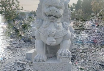 狮子雕塑-公园大型仿真动物青石石雕狮子雕塑